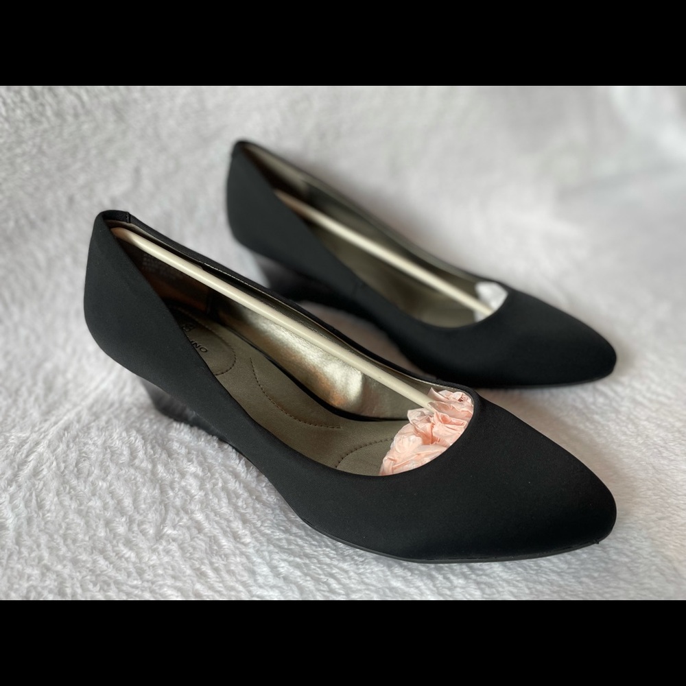 Bandolino Black Satin Wedge